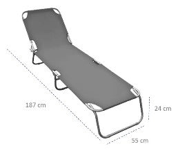 X4 PZ LETTINO TORTORA IN ACCIAIO E POLIESTERE PIEGHEVOLE 187x55x24cm