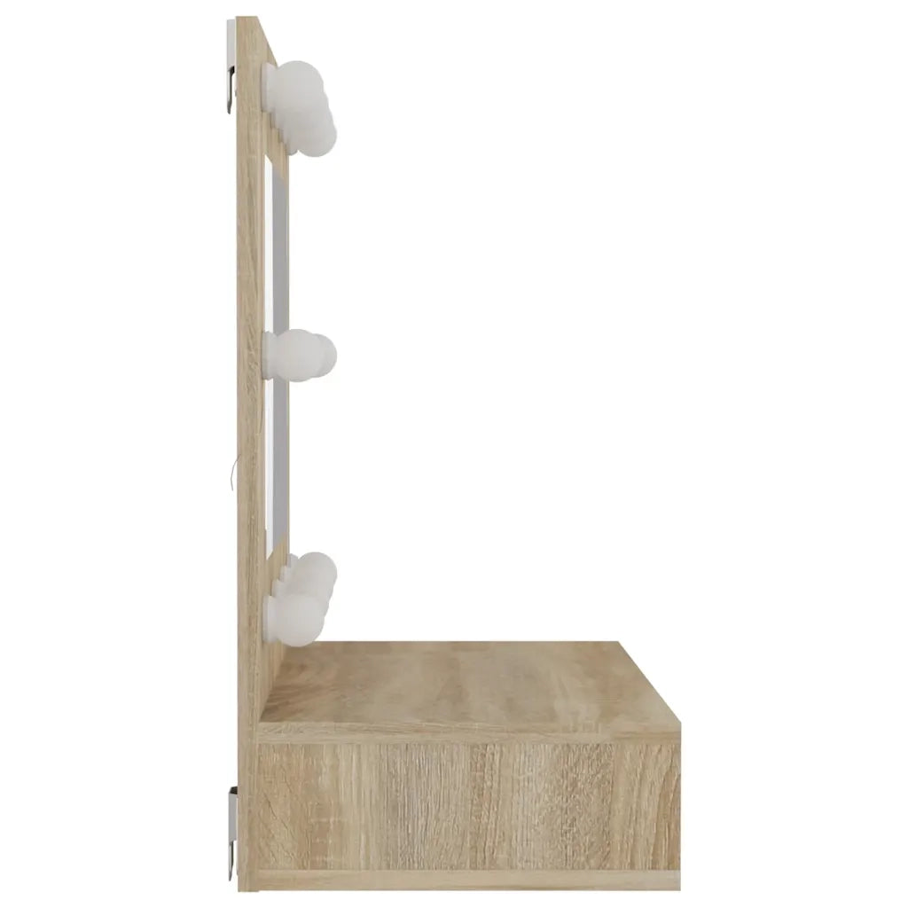 Mobile a Specchio con LED-Armadietto a Specchio Rovere Sonoma 60x31,5x62 cm