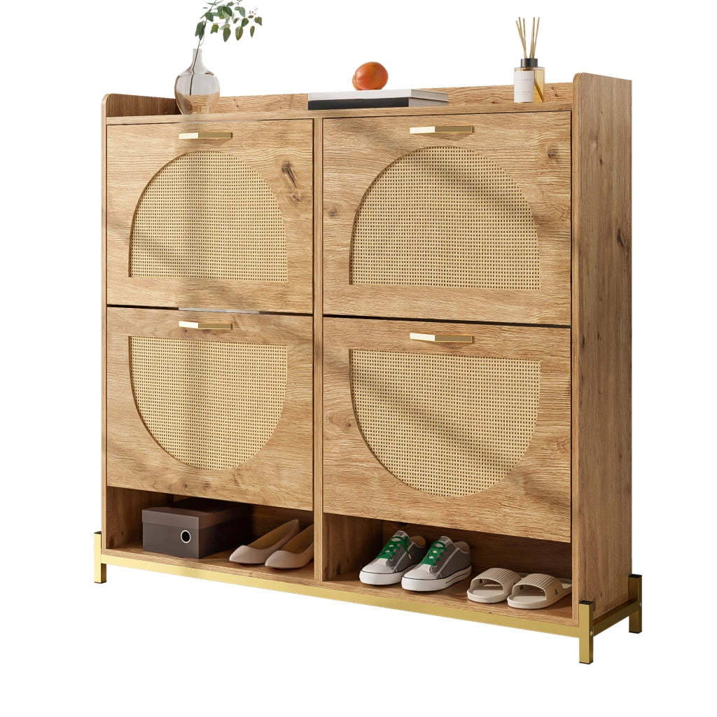 Scarpiera 108;5 x 24 x 100 cm in MDF color legno con struttura in metallo HOMVRA