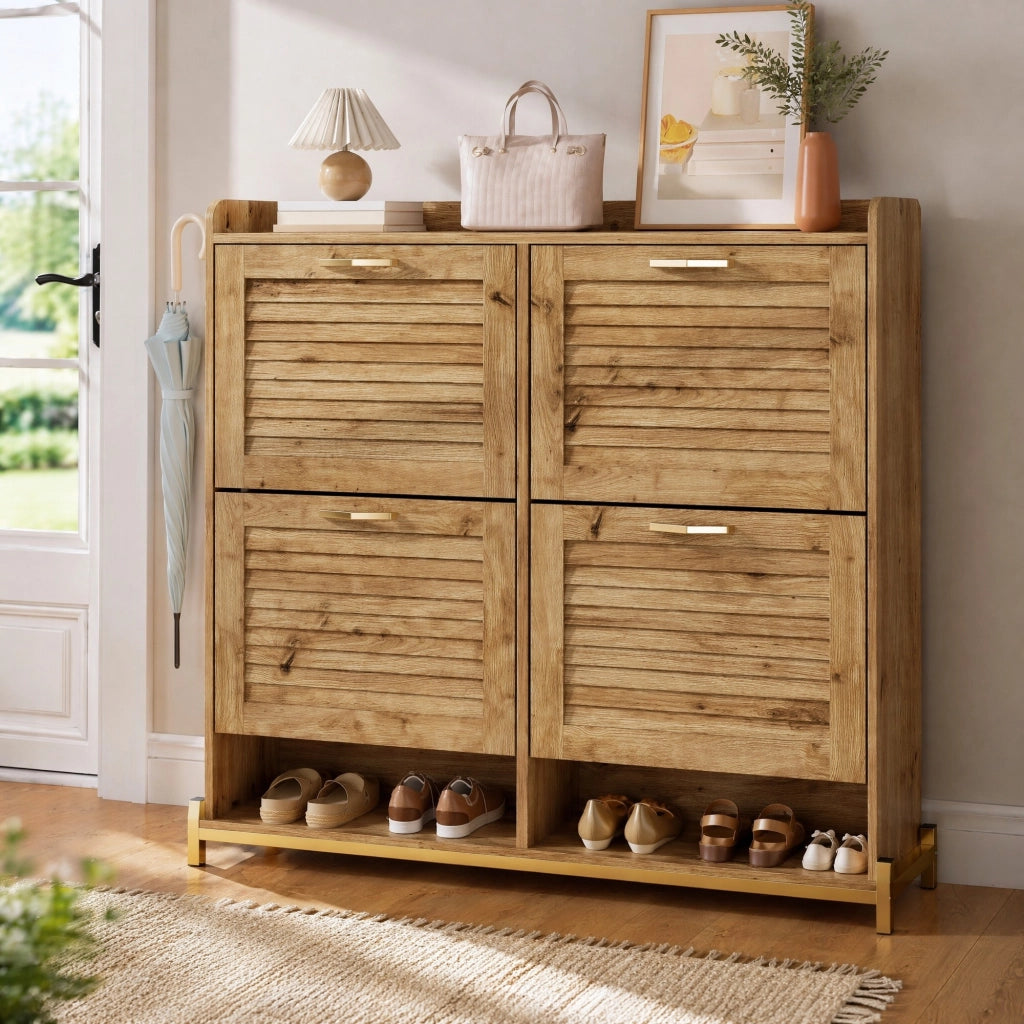 SCARPIERA 4 ante 108,5x24x100 cm MDF colore legno e metallo