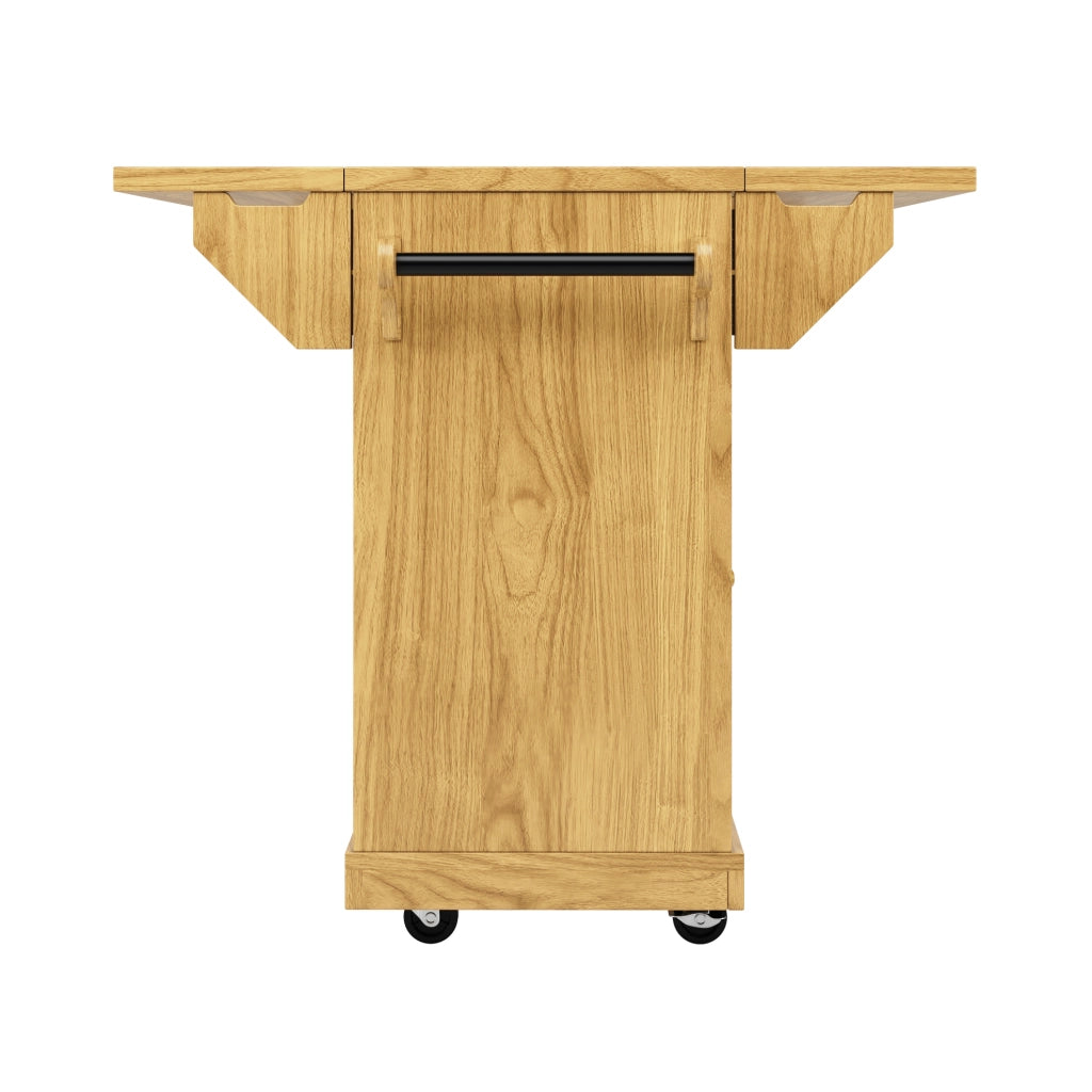 Carrello da cucina con piani ribaltabili 142,5x80x95 cm in MDF e metallo marrone