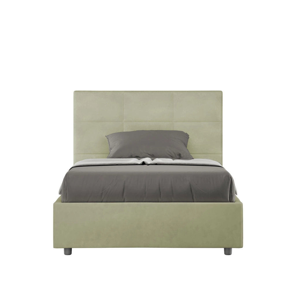 BS COM Letto una piazza e mezza contenitore imbottito 120x200 microfibra tè verde