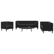 Set Divani Chesterfield 3pz con Cuscini Nero Velluto 3209286