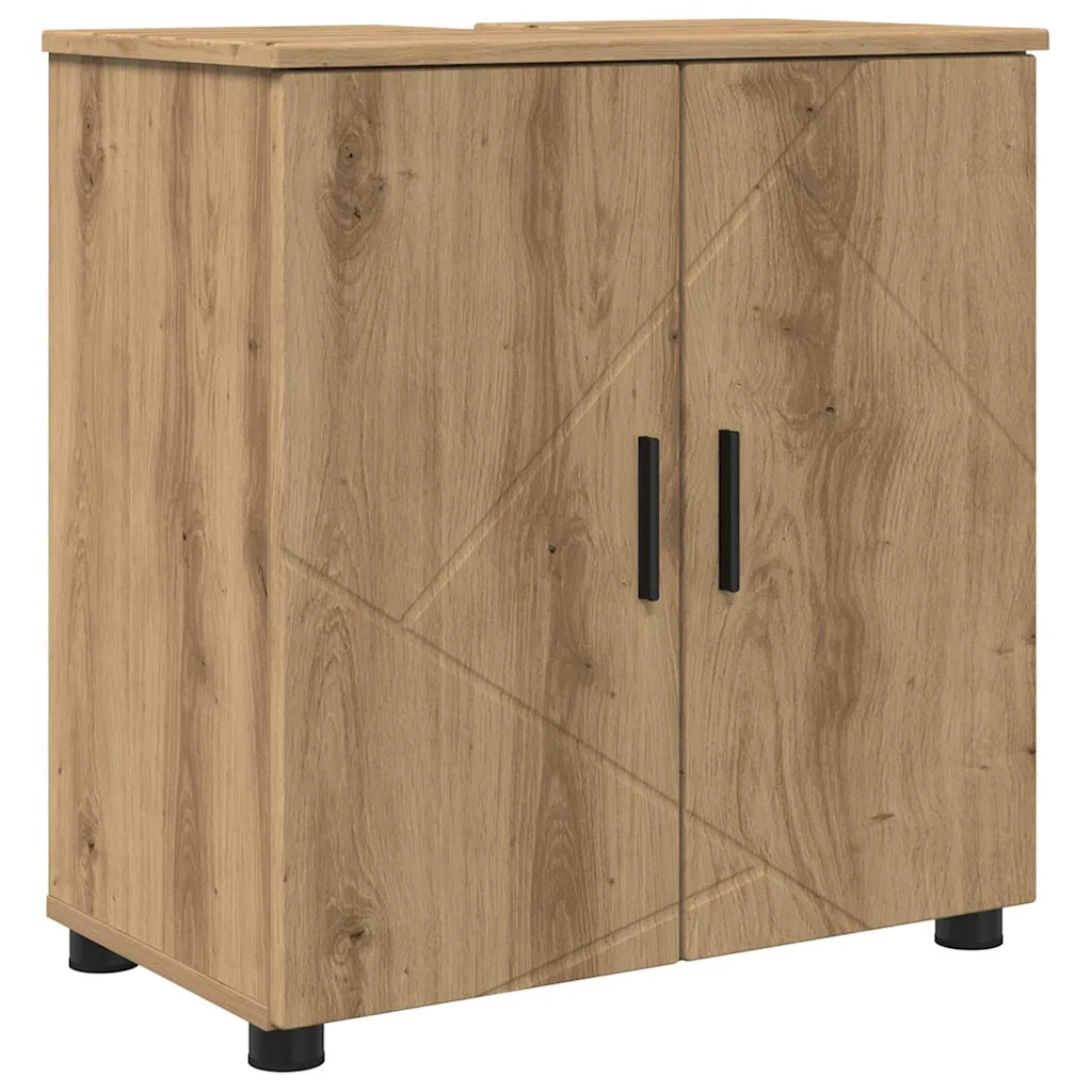 Set di mobili per il bagno con porta 5 pcs Rovere artigianale 3393002