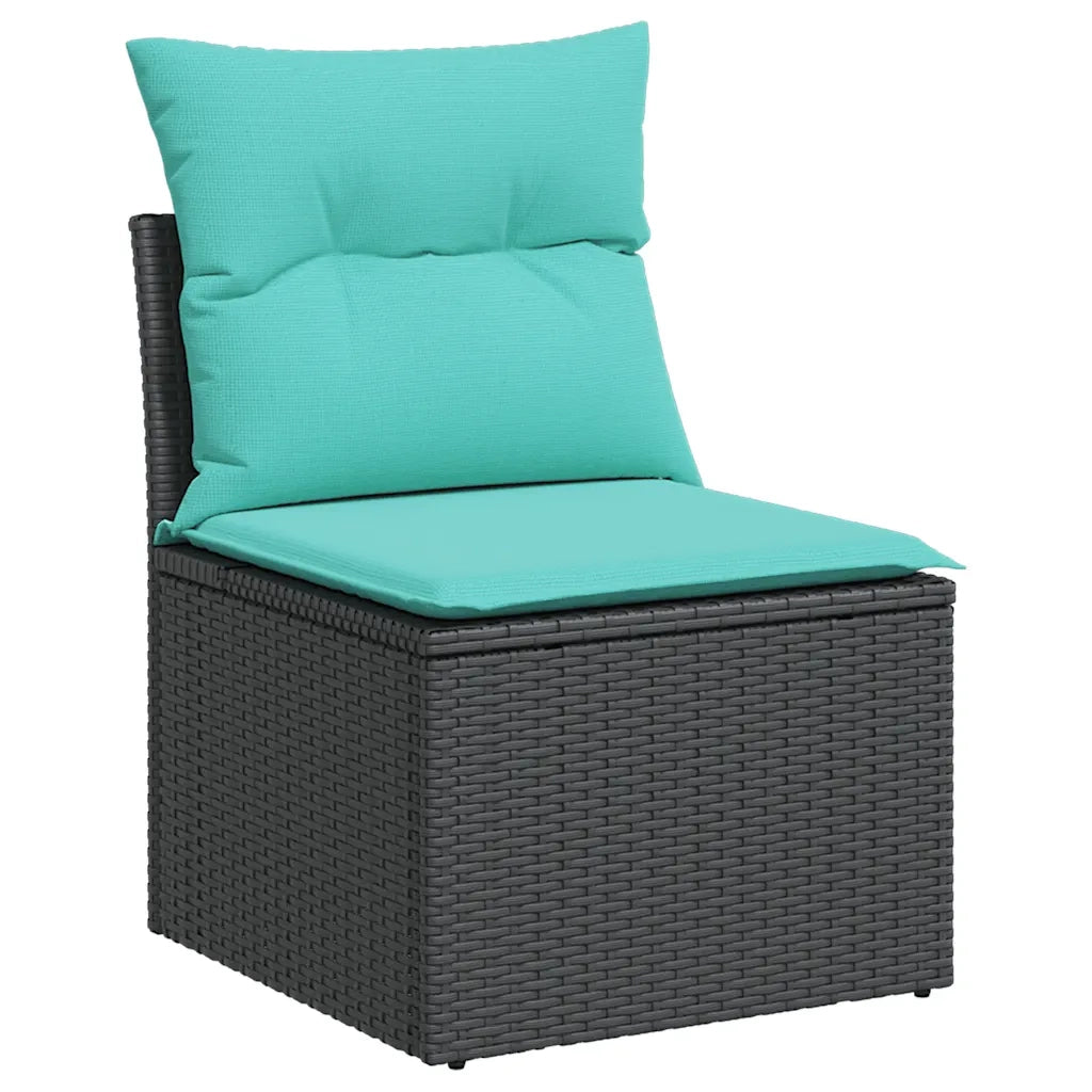 Set Divani da Giardino 5 pz con Cuscini Nero in Polyrattan