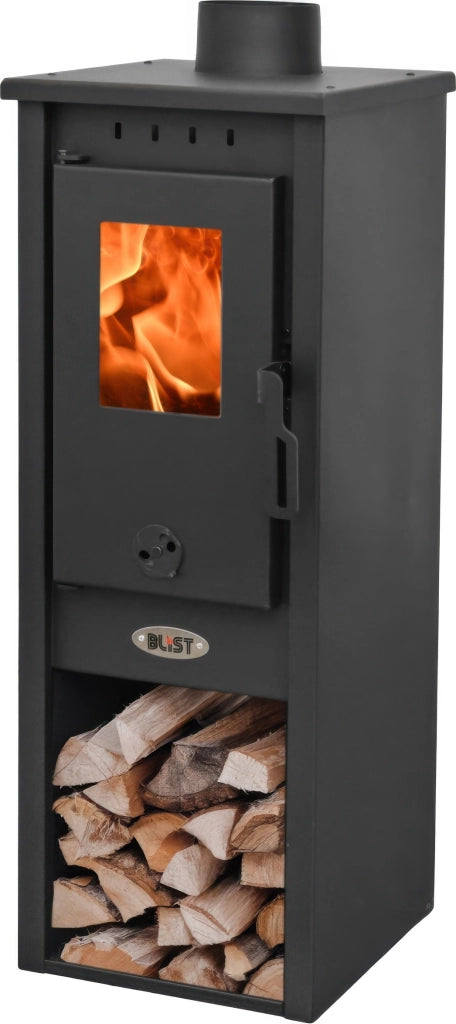 Stufa a Legna 5 kW Antracite per 120 m³ con Piastra e Sportello in Acciaio, Berna Lux