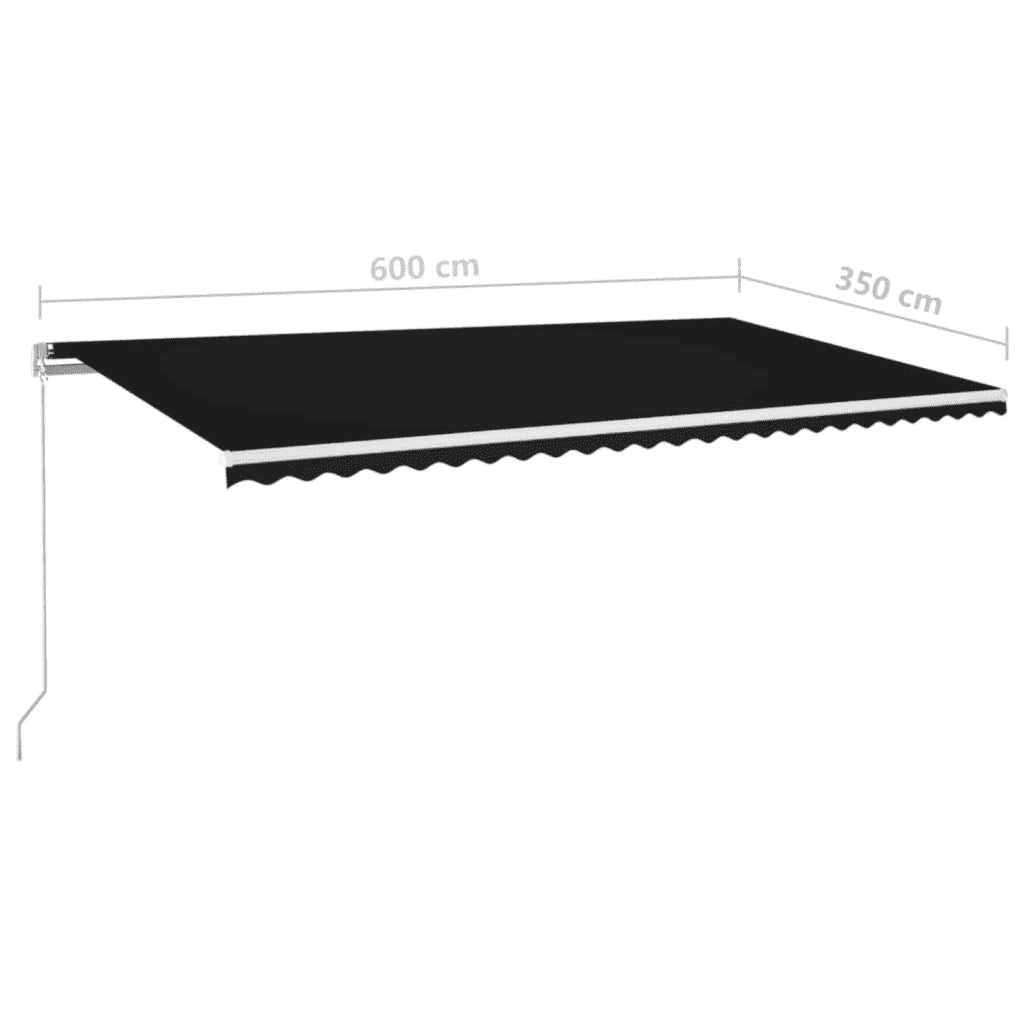 Tenda da Sole Retrattile Manuale 600x350 cm Antracite 3069039