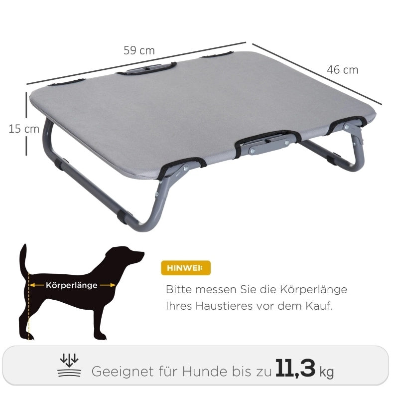 Lettino pieghevole per cani grigio 59x46x15 cm