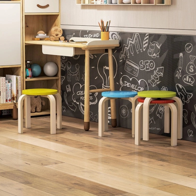 Set 4 sgabelli impilabili ULEVR in compensato di betulla multicolore, 36x36x30 cm, portata 120 kg