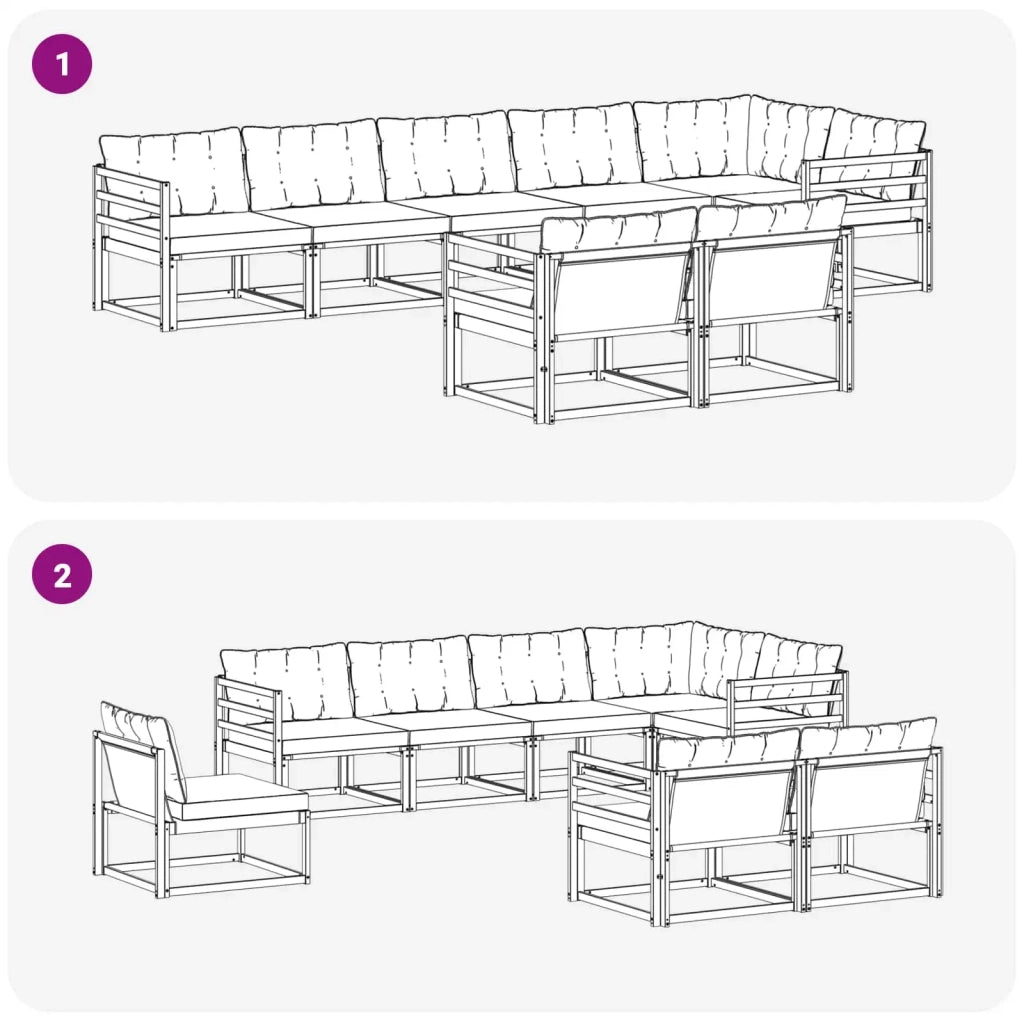 Set di divani da esterno con cuscino 8 pcs Naturale e Beige 3369568