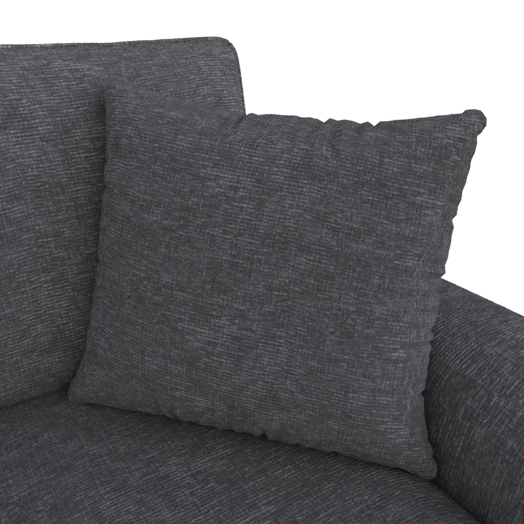 Divano modulare a U con chaise longue contenitore e cuscini in chenille grigio