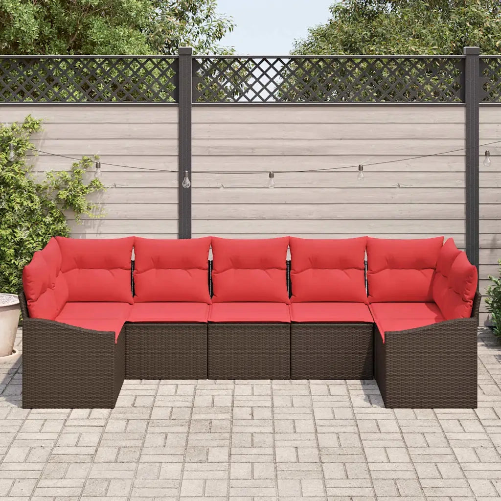 Set di divani 7 pz Marrone polyrattan 3346874