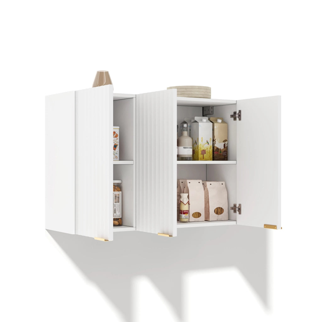 Armadio pensile da cucina a 3 ante, mobile sospeso per ripostiglio soggiorno, bagno e lavanderia, 90 x 29 x 60 cm