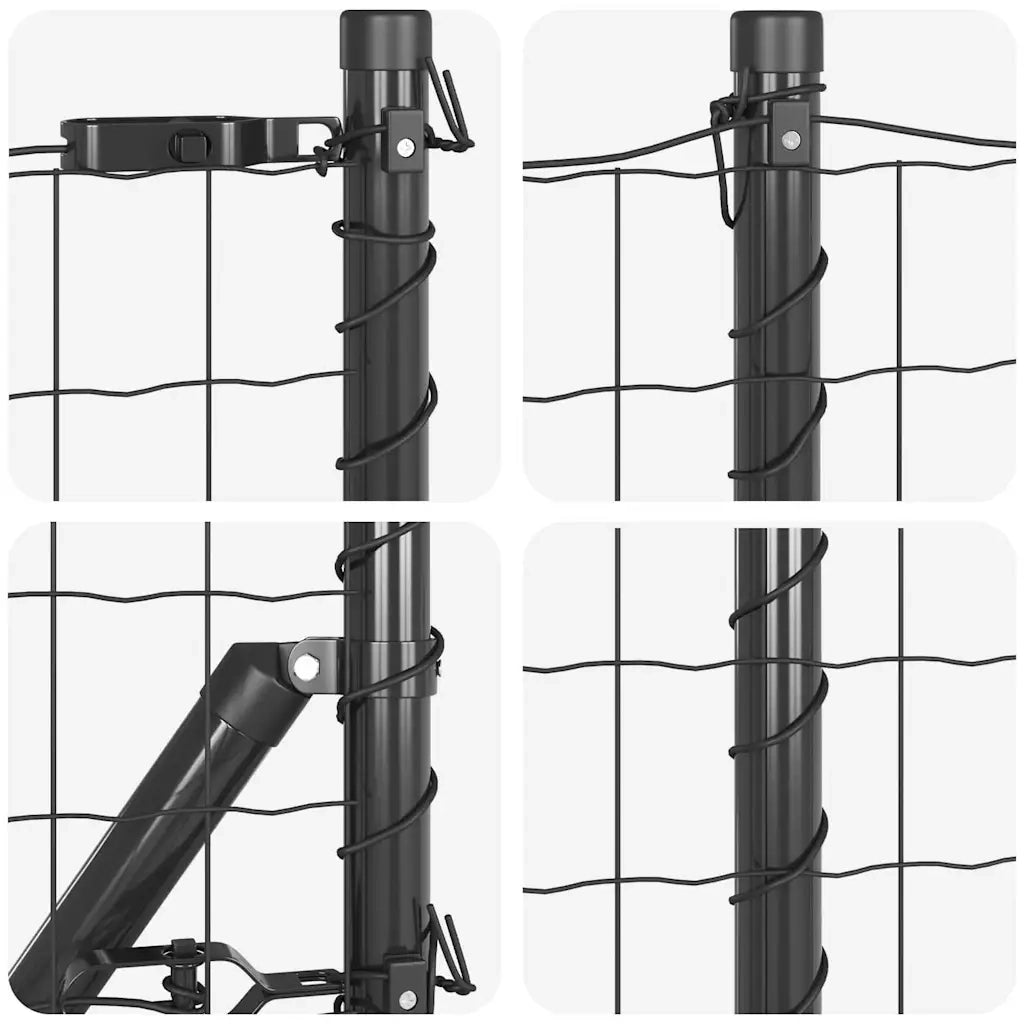 Recinzione da Giardino | Recinzione con Posto Grigio 1 x 25 m Acciaio e PVC