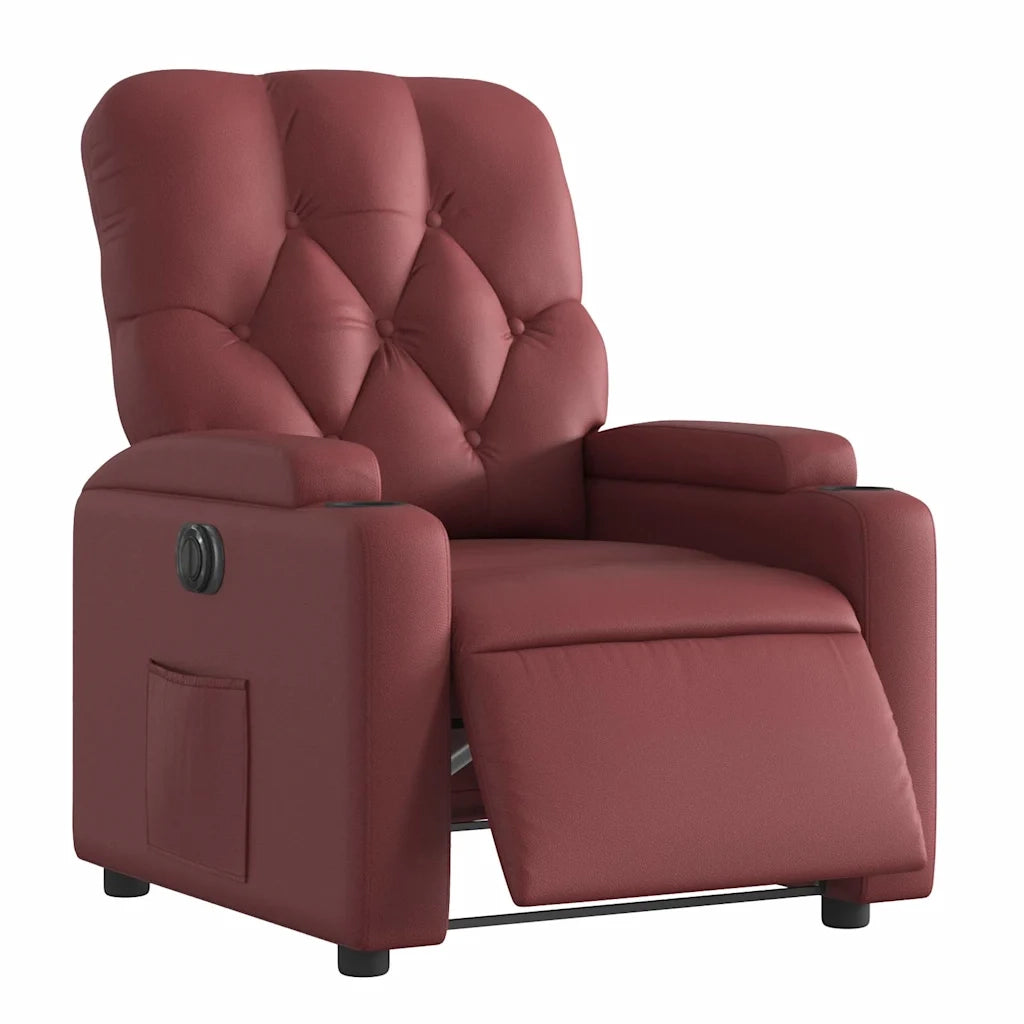 Poltrona | Sedia Relax Reclinabile Elettrica Rosso Vino in Similpelle