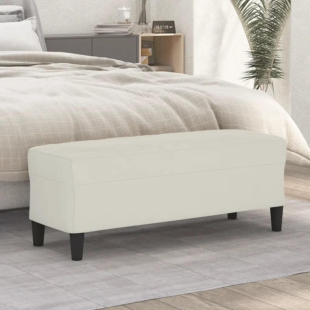 Panca-Sgabello-Poggiapiedi crema 100x35x41 cm in Velluto