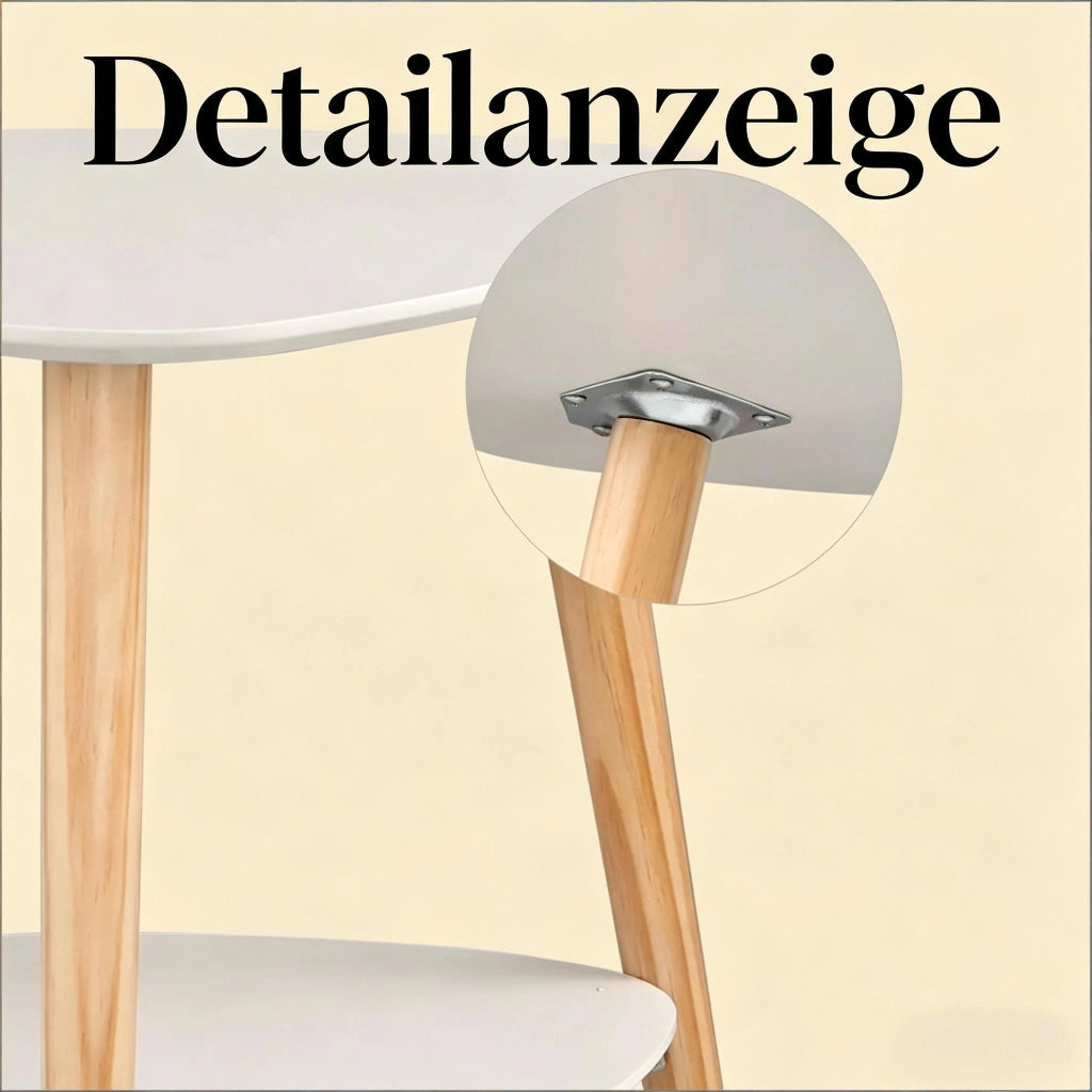 Comodino con 2 ripiani aperti in MDF e legno massello, finitura bianca, per camera da letto, 50 × 40 × 55 cm