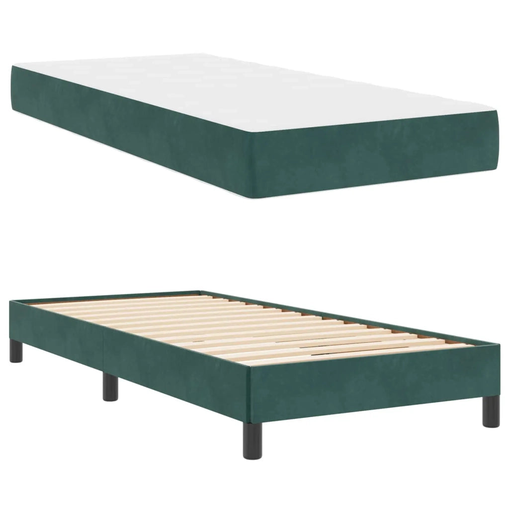 Letto a molle con materasso Verde Scuro 100 x 200 cm Tessuto
