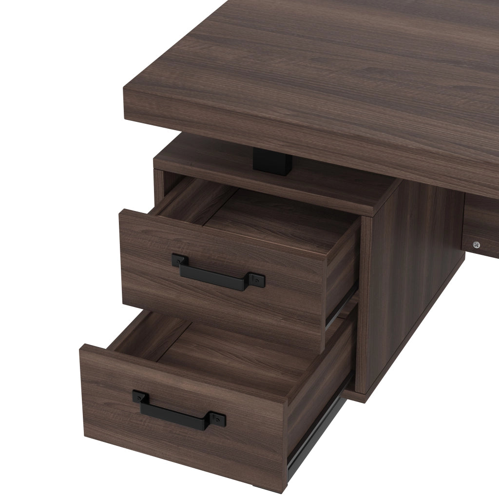 SCRIVANIA da Ufficio 135x54 cm MDF e Metallo Marrone Scuro e Nero