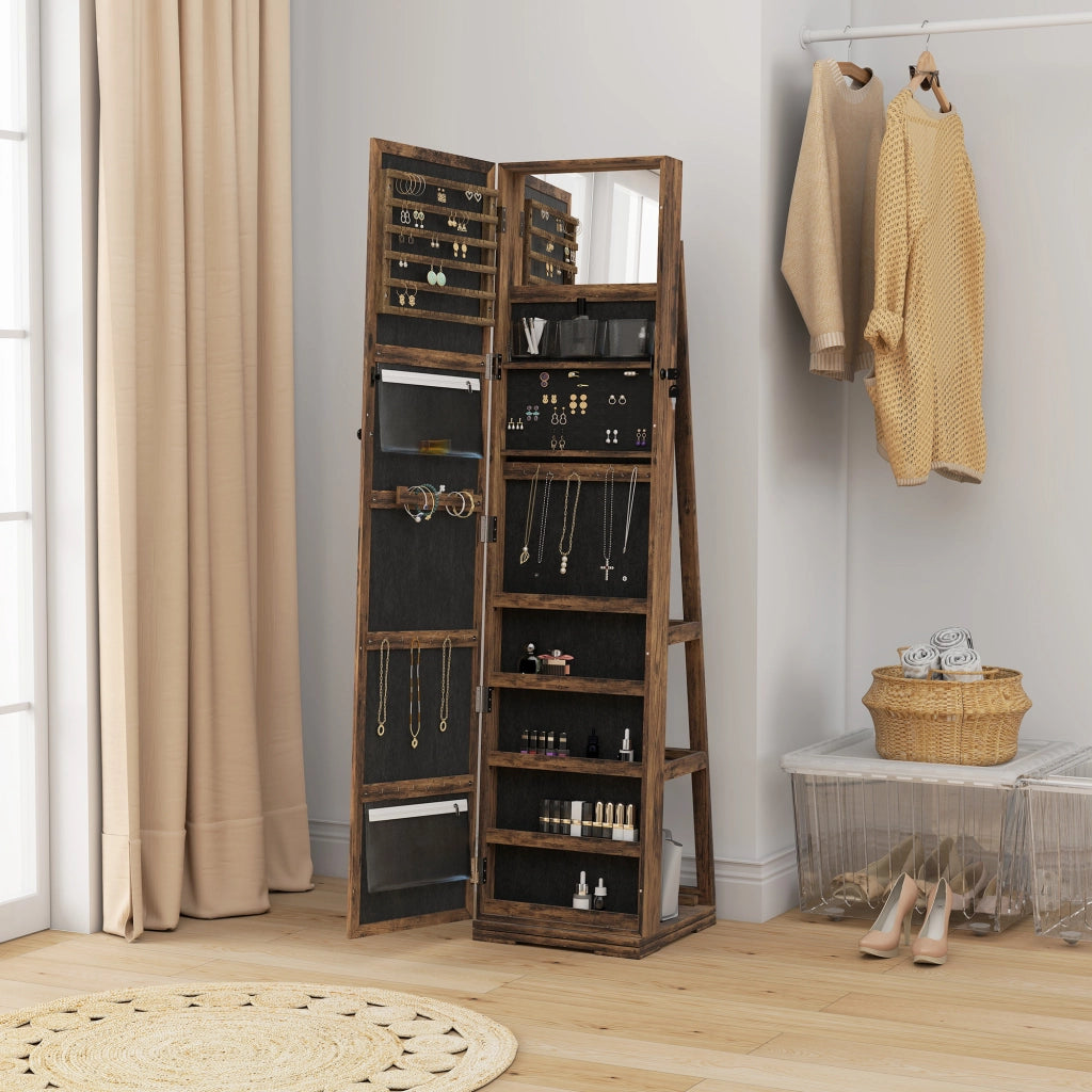 Armadio per Gioielli con Specchio e Cassetti ¨C Minimal ¨C Marrone Rustico
