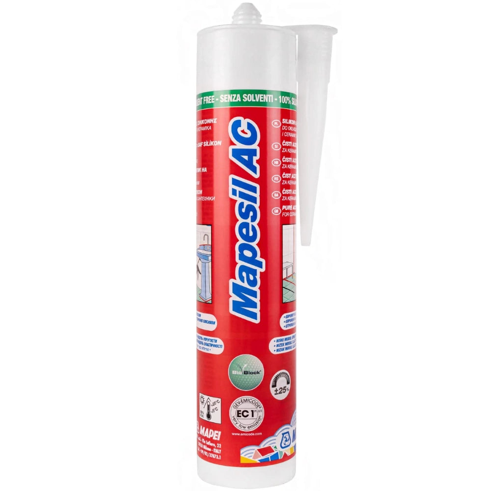 Mapei mapesil ac silicone acetico elastico resistente alla muffa 310 ml 6 pezzi *** colore- lilla chiaro - 163, confe...