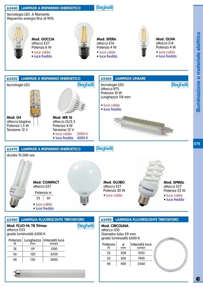 10pz beghelli led 56033 mr16-12v-w4,0 calda cod:ferx.2401