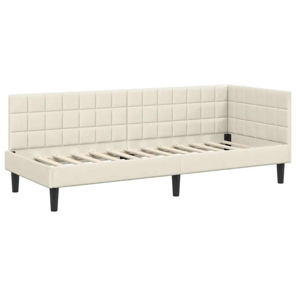 Struttura Letto Angolare con Materasso 2 pz-Giroletto con materasso Crema Velluto 776501