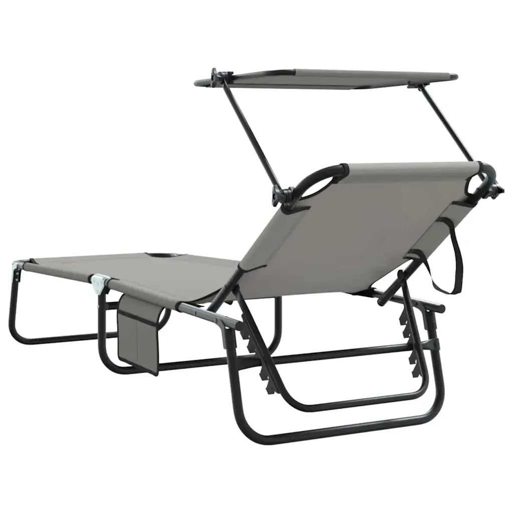 Lettino Prendisole | Sdraio da giardino | Lettino da sole pieghevole 2 pz Grigio 190 x 57 x 81 cm