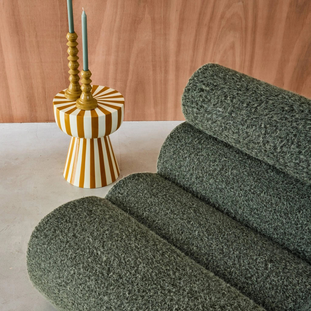 Poltrona effetto alpaca, 1 posto, verde kaki