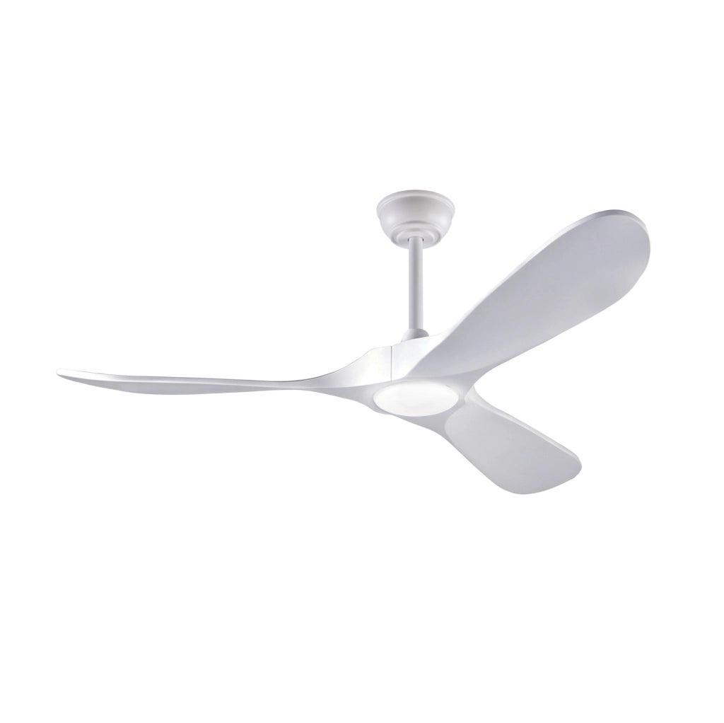 Ventilatore da soffitto con luce 132x132x30 cm in legno bianco con telecomando -