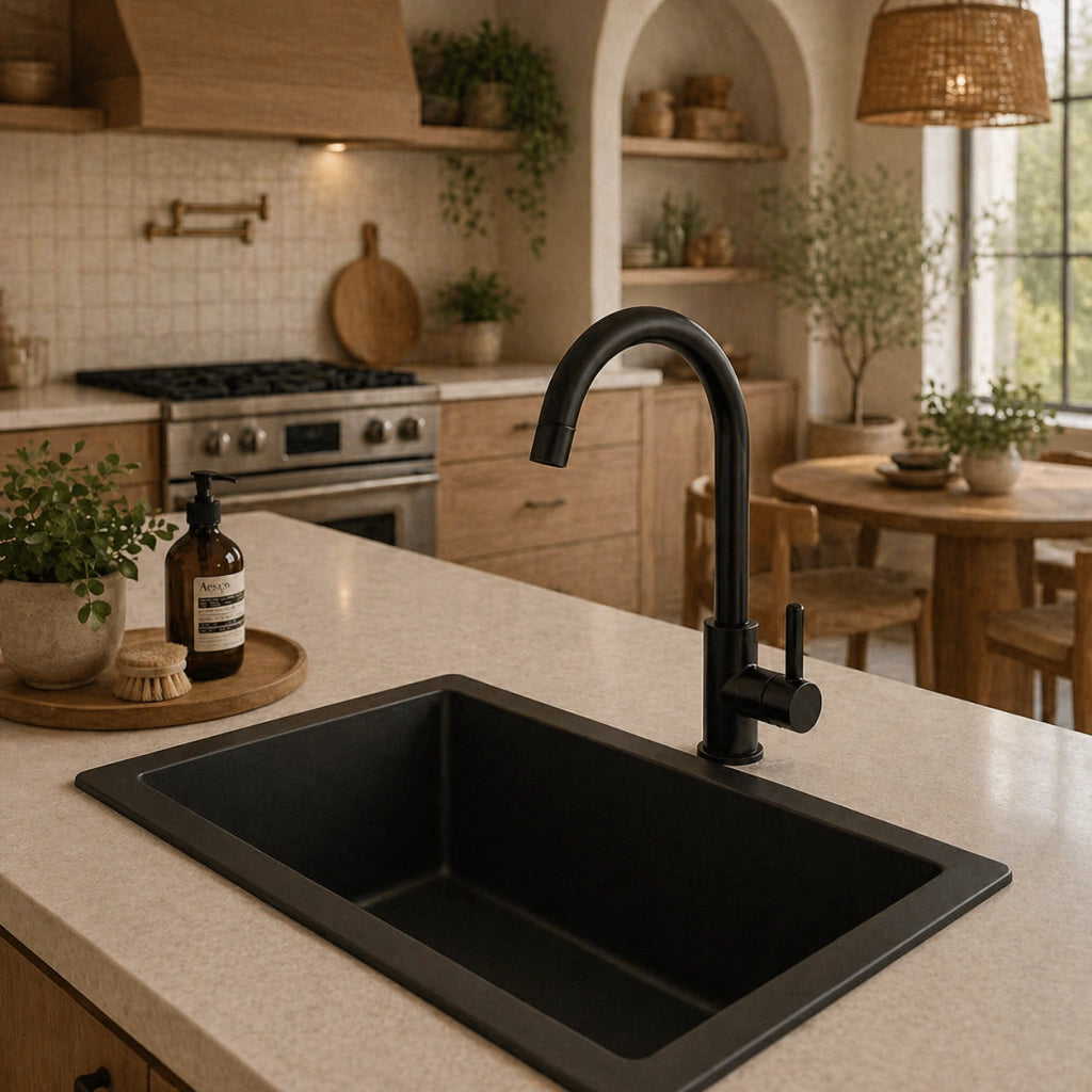 Rubinetto Cucina Nero Opaco Canna Alta Girevole Miscelatore Lavello 94023