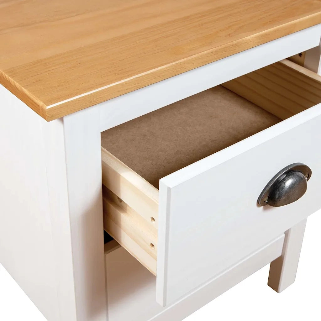 Comodini Hill Bianchi 2 pz 46x35x49,5 cm Legno Massello di Pino 288910