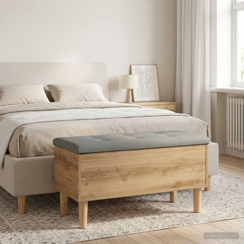 Panchina con Cuscino Rovere Artigianale 82 x 42 x 46 cm 8017742