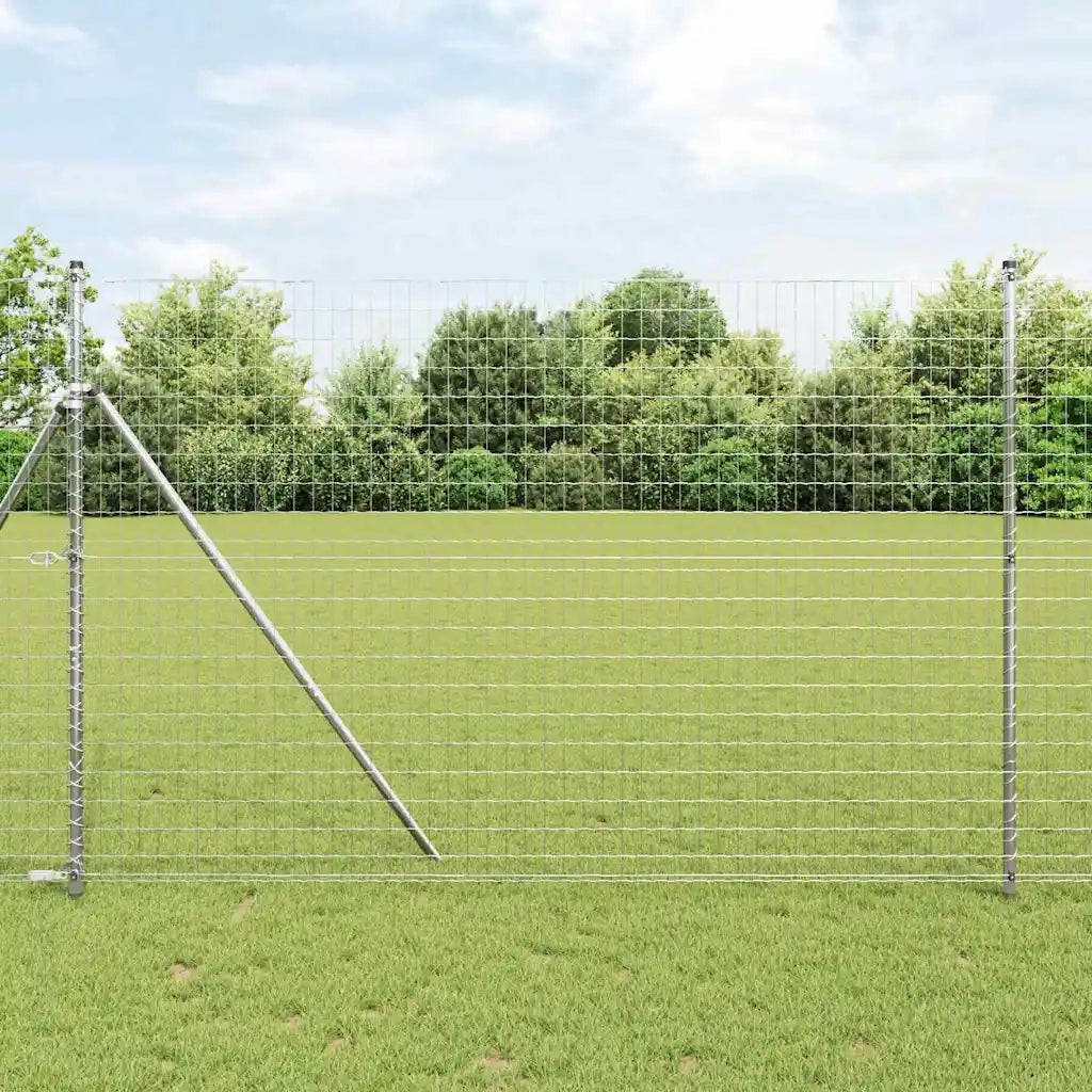 Recinzione con Posto Argento 1,6 x 10 m Acciaio e PVC