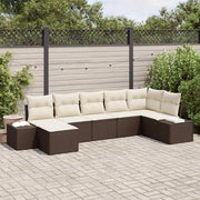 Set Divano da Giardino con cuscino 7 pcs Marrone Poly Rattan 3355817