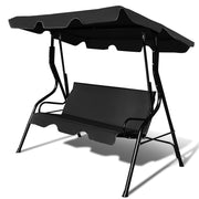 Dondolo a tre posti da giardino con oscurante e telaio in acciaio 172x154x110cm Nero-Dondoli