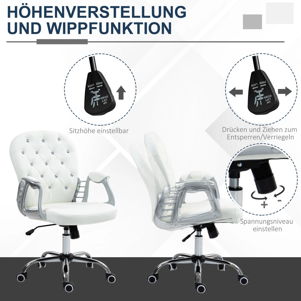 Sedia da Ufficio ¨C Minimal ¨C Schienale Imbottito Braccioli Bianco