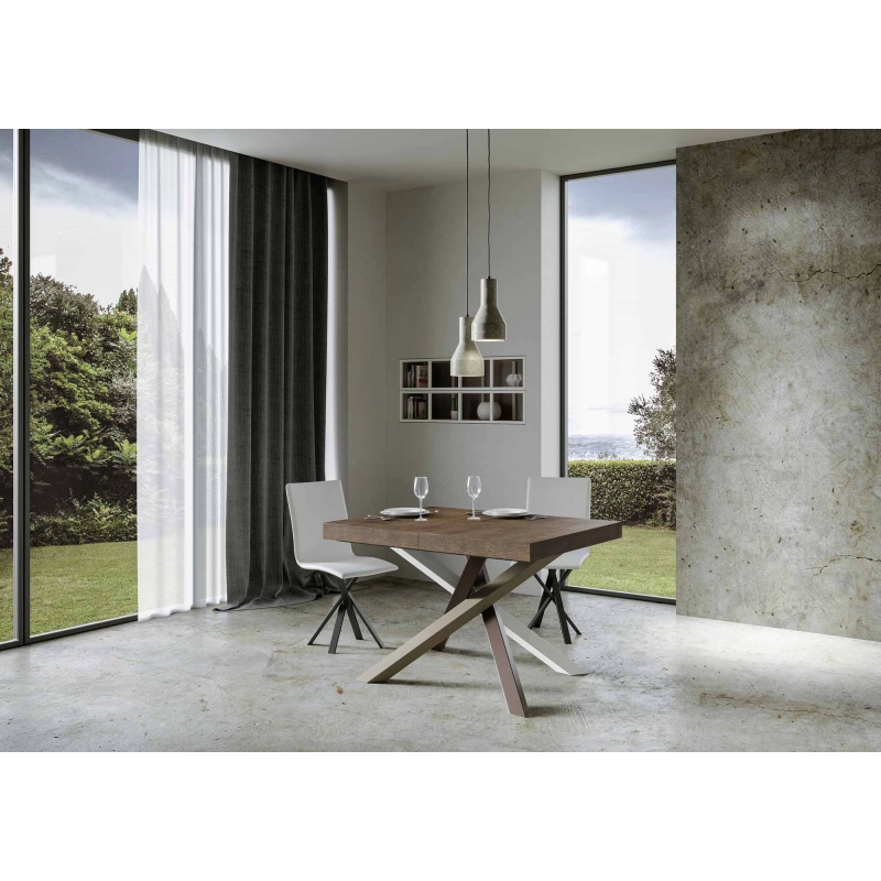 Tavolo allungabile 90x140/244 cm Volantis telaio gambe 4 colori (C) - Noce