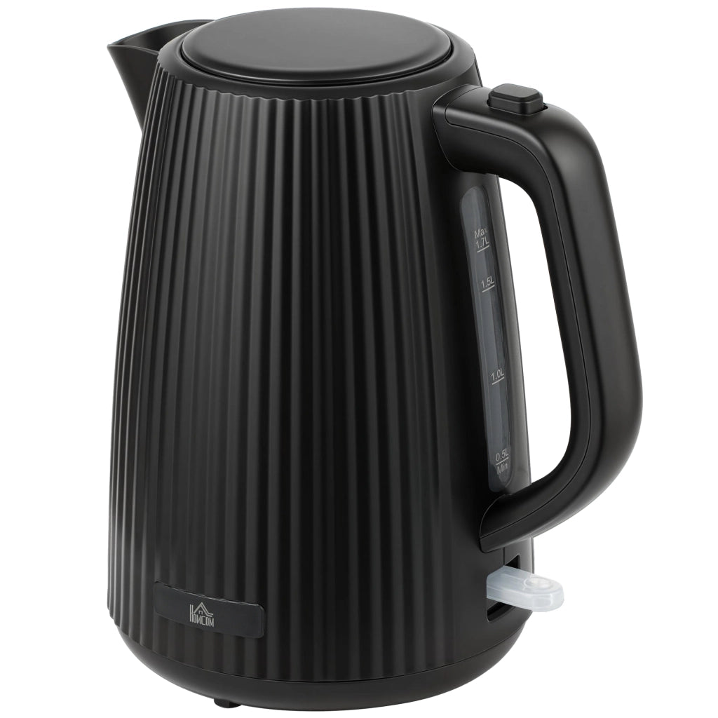 Bollitore elettrico 1,7 L 2200W nero a ebollizione rapida con filtro anticalcare rimovibile e spegnimento automatico per casa e cucina