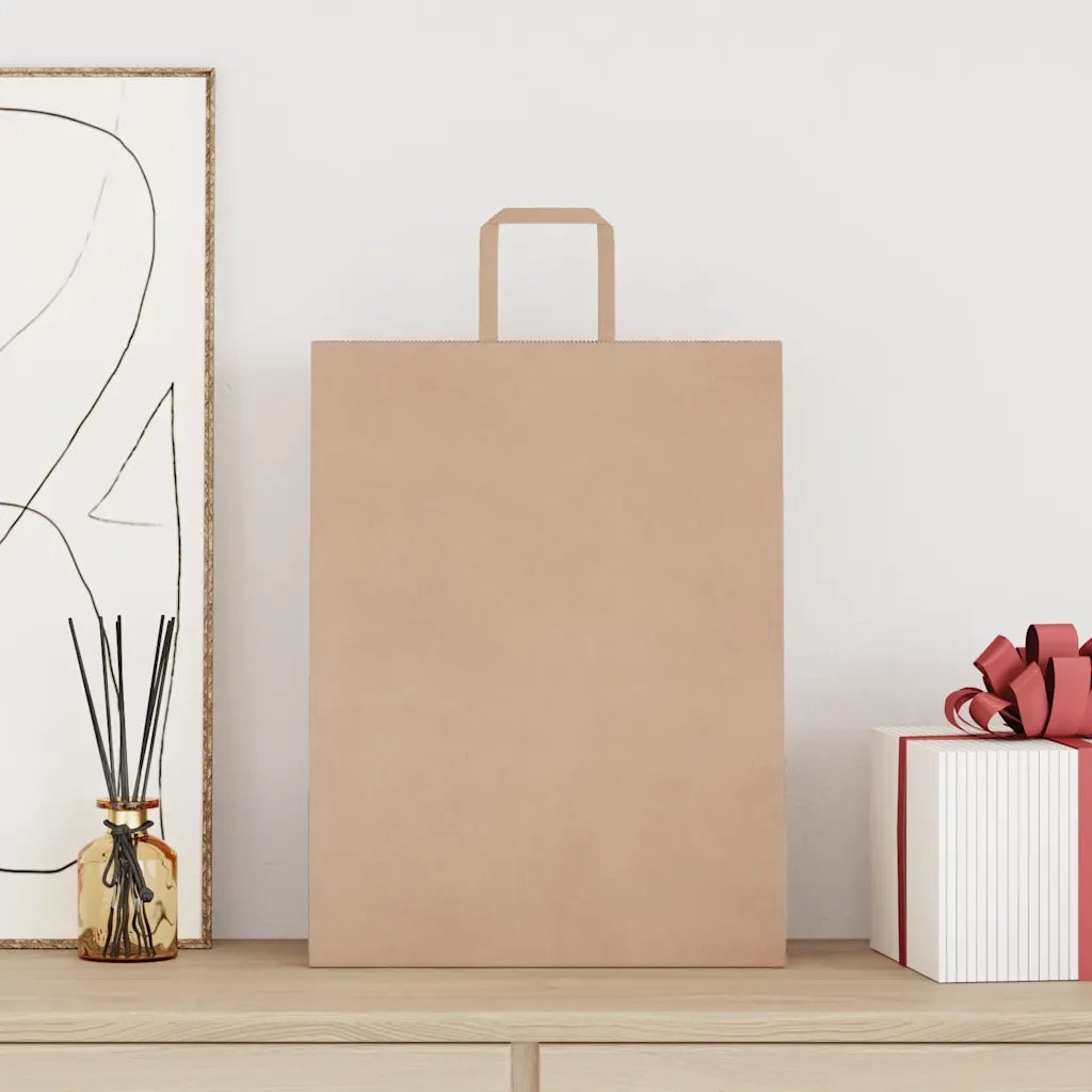 Sacchetti di Carta 50 pz con Manici Marrone 32x12x42 cm 4101802