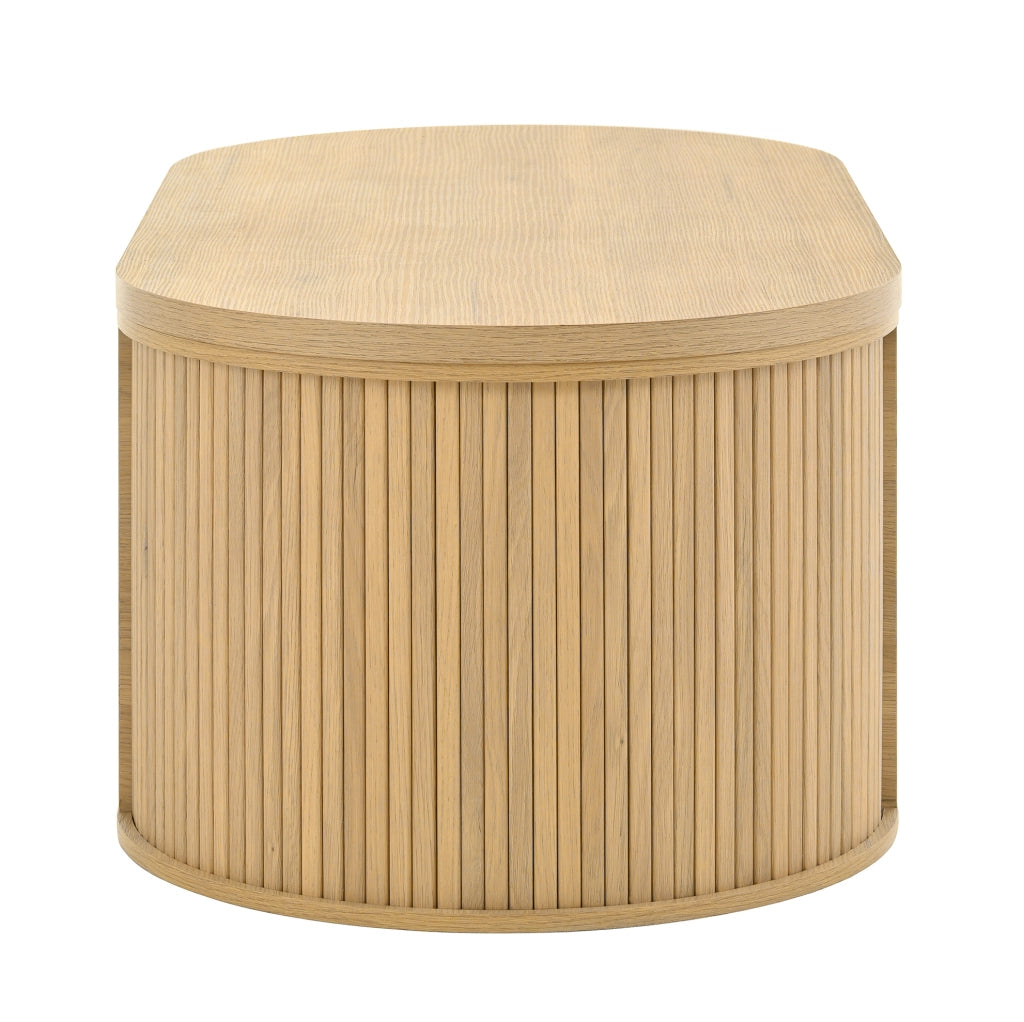 Tavolino da salotto in MDF regolabile in altezza con mensola estraibile, finitura effetto legno, 110x55,5x40 cm