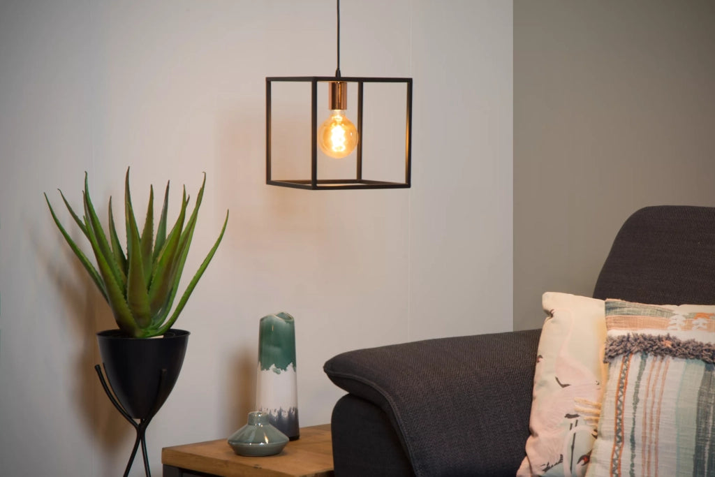 Lampada a sospensione geometrica nera rame E27 Lucide Arthur