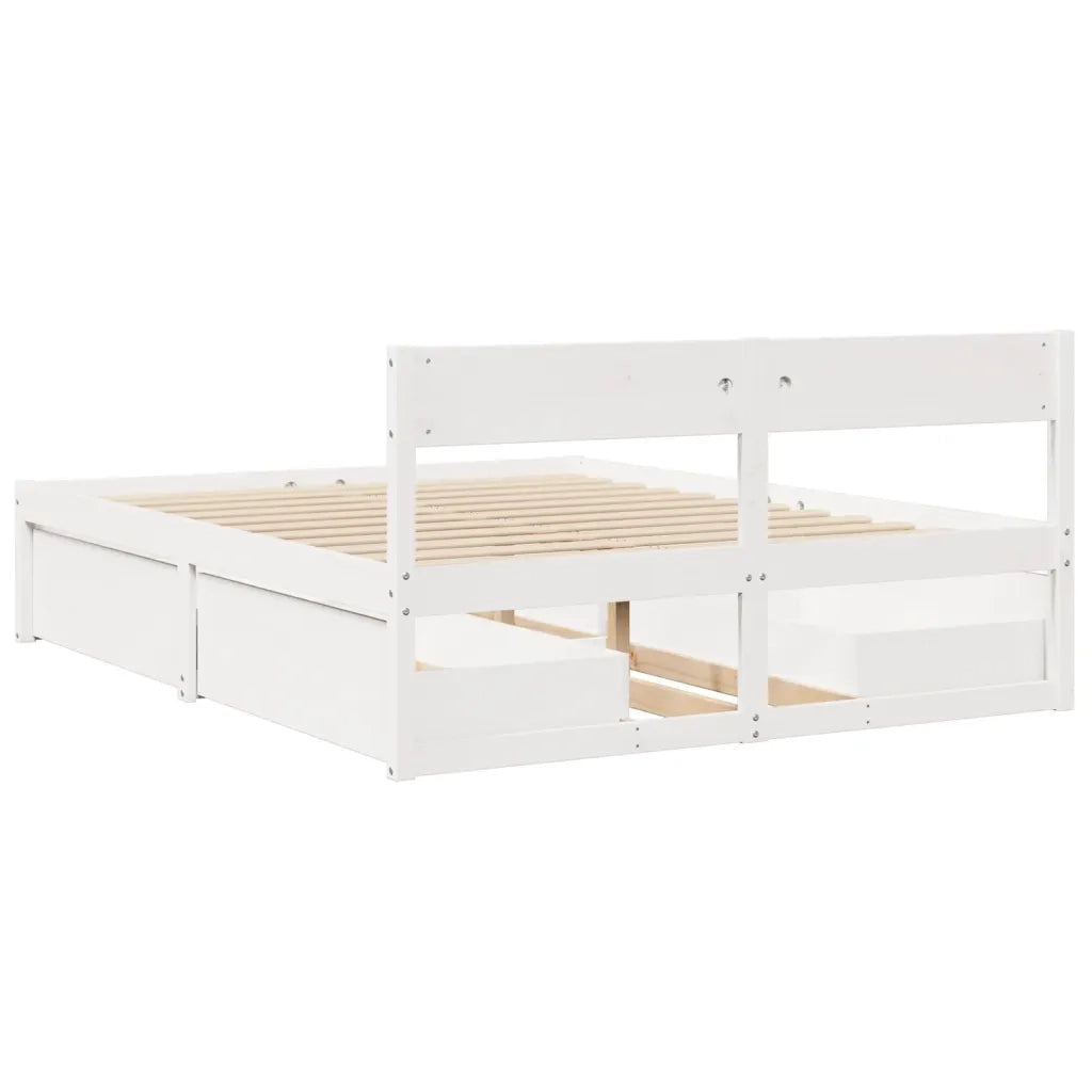 Letto senza Materasso Bianco 140x200 cm Legno Massello di Pino 3282349
