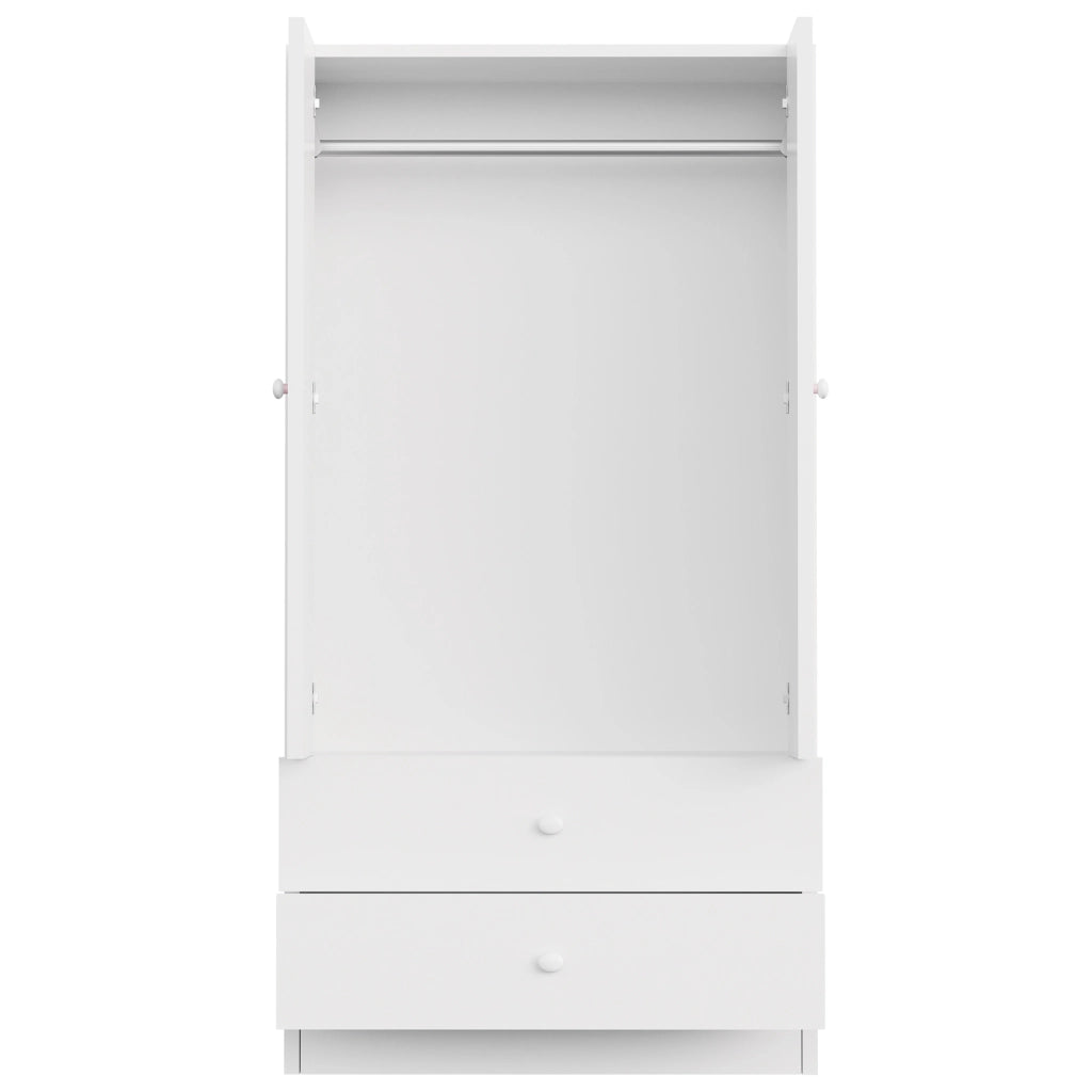 Armadio con appendiabiti e due cassetti per camera da letto o guardaroba 70 × 40 × 170 cm
