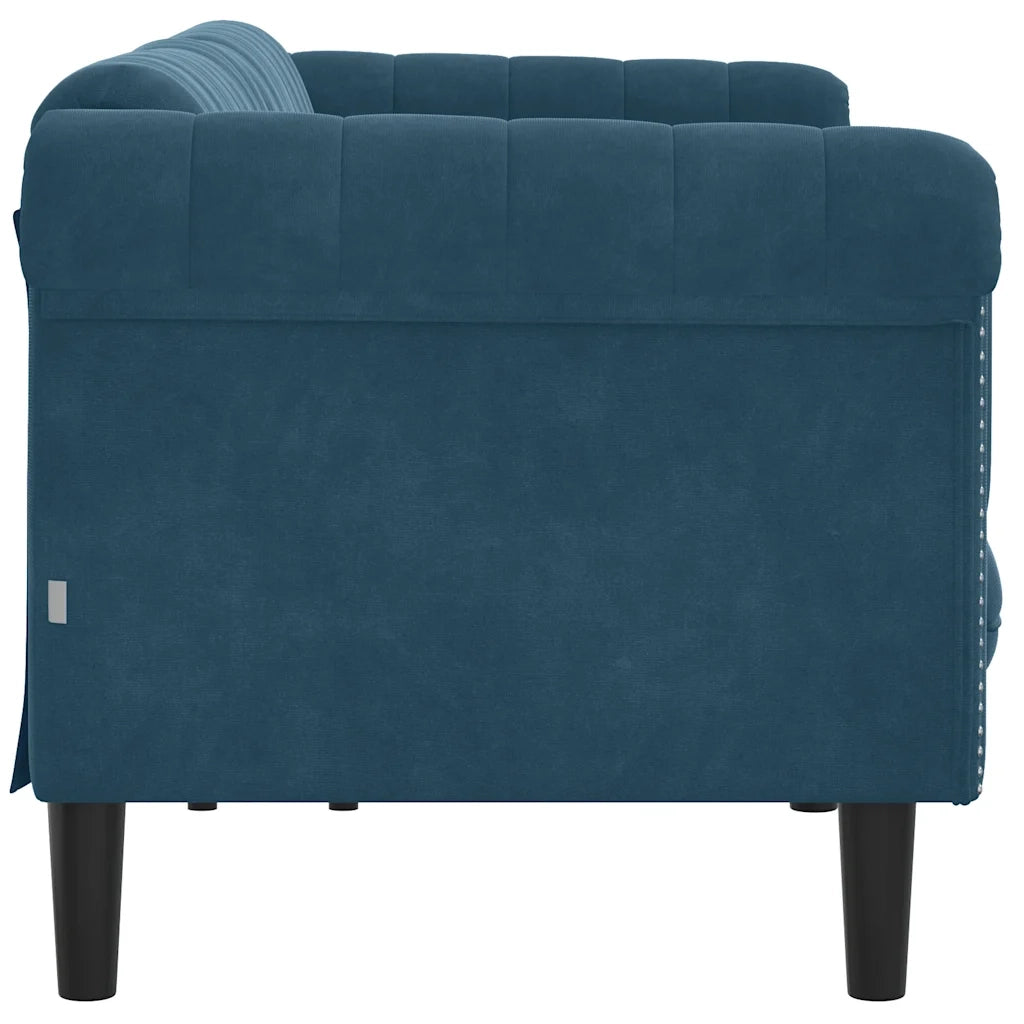 Divano a 3 Posti Blu in Velluto 372593