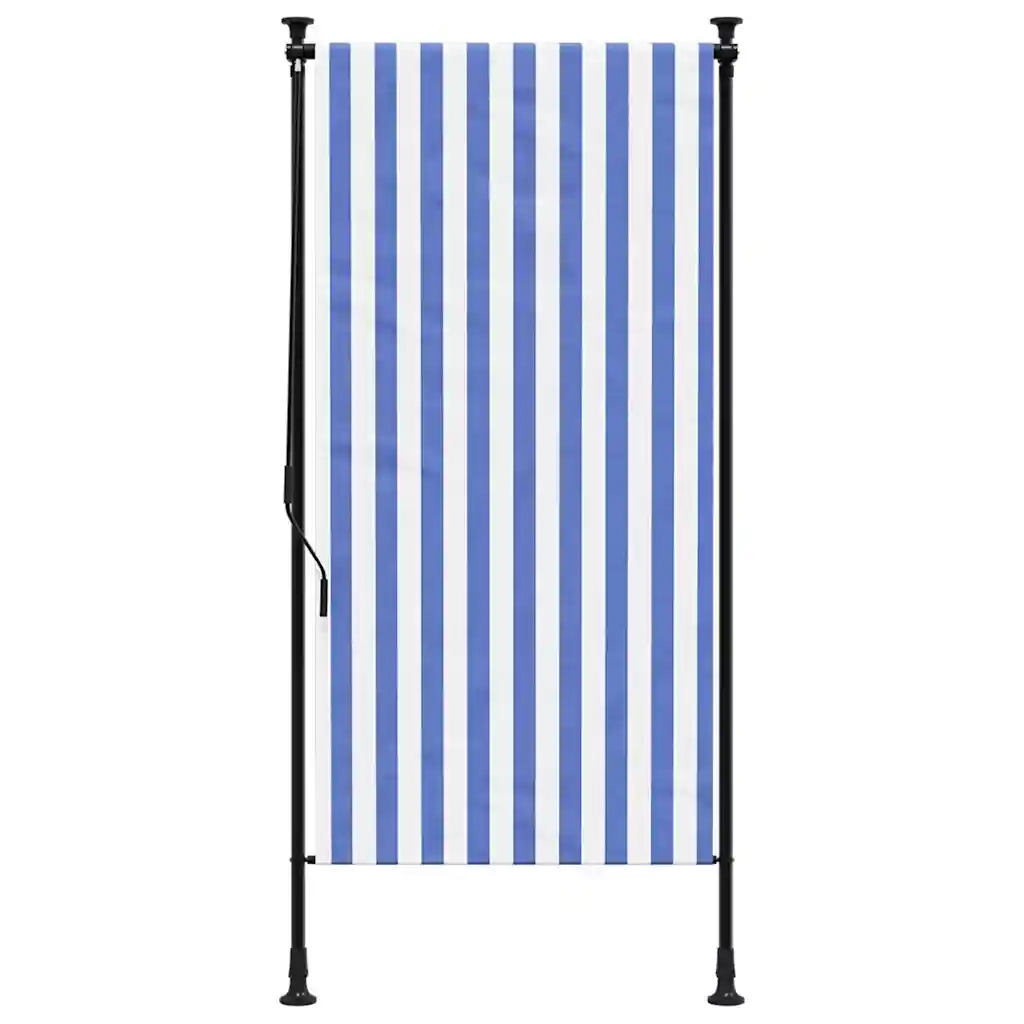 Tenda a rullo | Tenda avvolgibile Esterno Blu e Bianca 100x270cm Tessuto e Acciaio