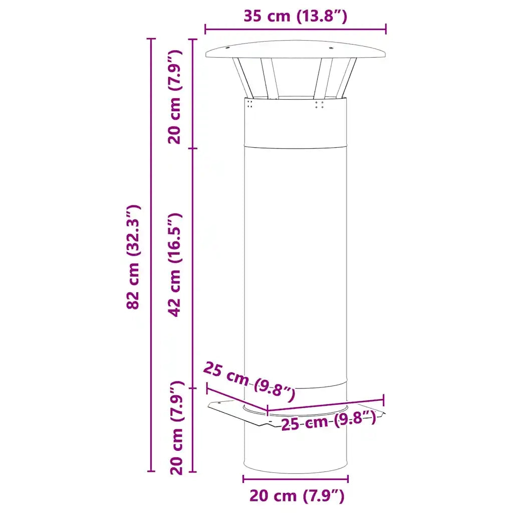Estensione Camino Argento 35 x 35 x 82 cm Acciaio inossidabile 42008450