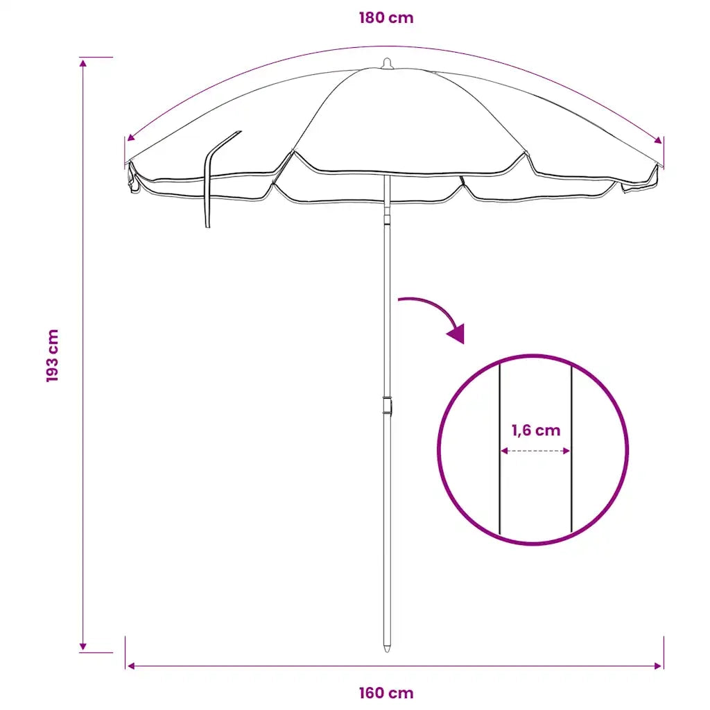 Ombrello | Parasolne da Esterni con Palo in Acciaio 180 cm Sabbia