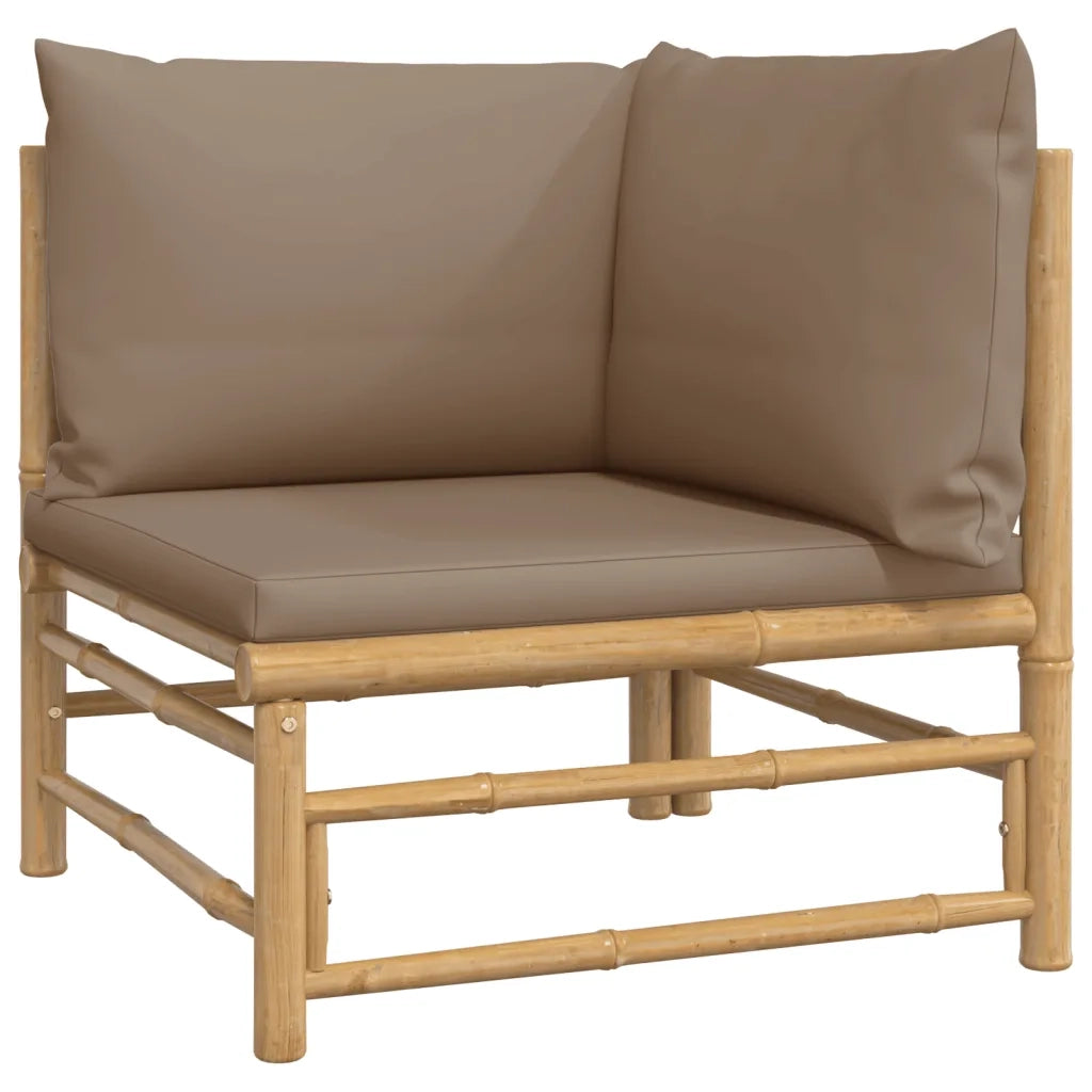 Set Salotto da Giardino 4pz con Cuscini Tortora Bambù 3155120