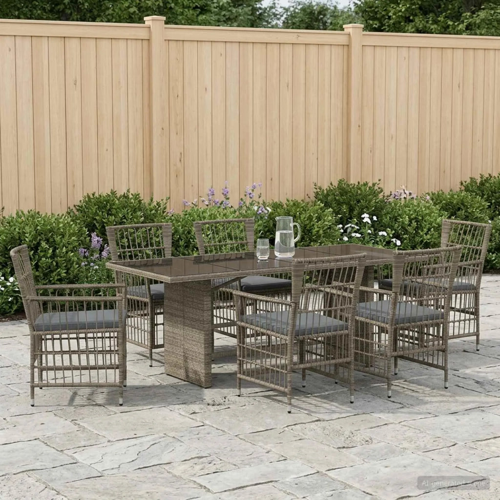 Set da pranzo per esterni 7 pz Grigio polyrattan 3448950